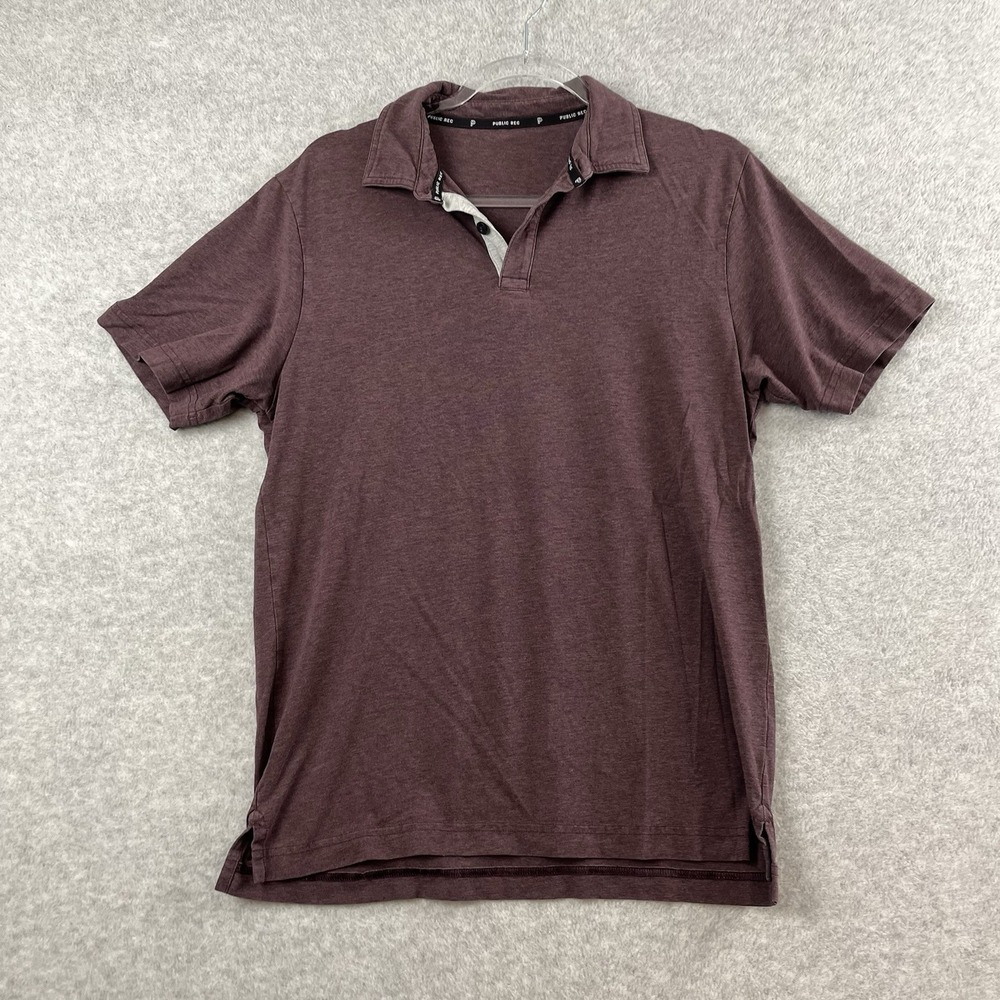 Public Rec Polo Shirt Mens Large Burgundy Red Pima Performance Golf Stretch EUC